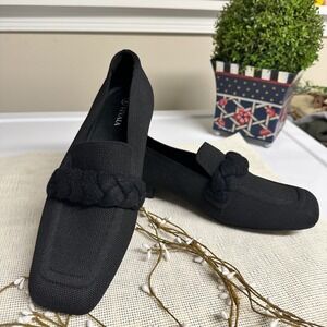 VIVAIA Caitlin Square Toe Black Slip On Flats Loafers  Size US 10.5 Knit Textile